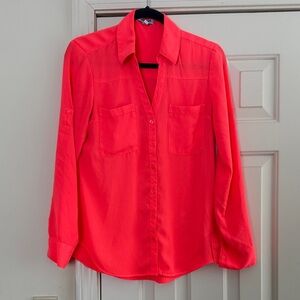 Express Salmon Button-Up Blouse slim fit